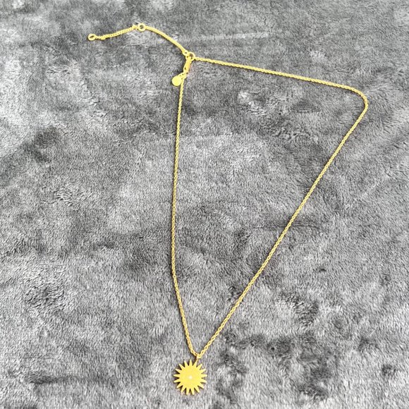 Madewell Sun Necklace Gold Plated Brass CZ Stone 21 inch Chain - Picture 5 of 8